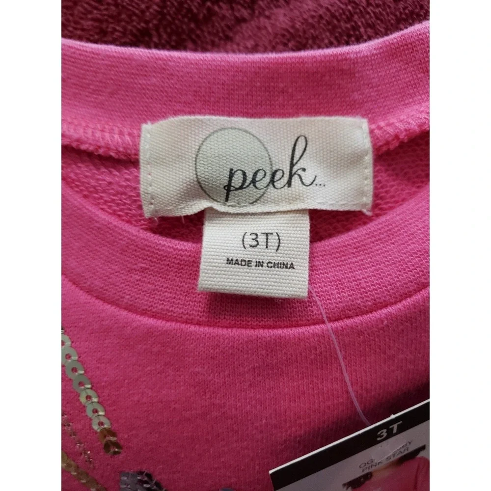 Peek Toddler Girls NWT Dress long Sleeve Pink Sequence Size‎ 3T